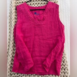 Yuvita Pink 100% Linen Sleeveless Blouse